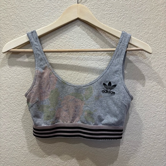 Adidas Originals Pastel Rose Sports Bra Rita Ora Floral Grey Firebird Small - Picture 5 of 10